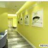 Yellow green solid color hallway wallpaper