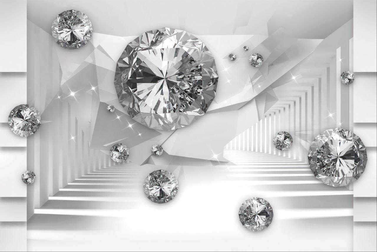 3D Geometric Corridor with Floating Diamonds