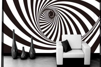 Trending abstract 3d tunnel wallpaper for house walls. Zebra animal print wallpaper.