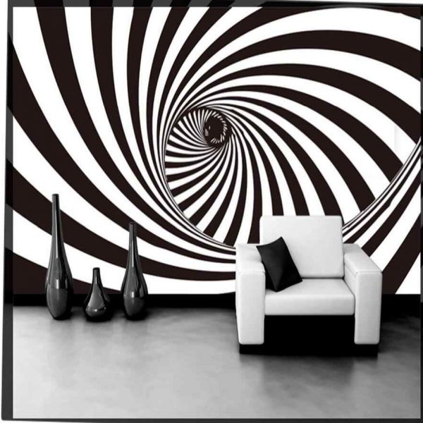 Trending abstract 3d tunnel wallpaper for house walls. Zebra animal print wallpaper.
