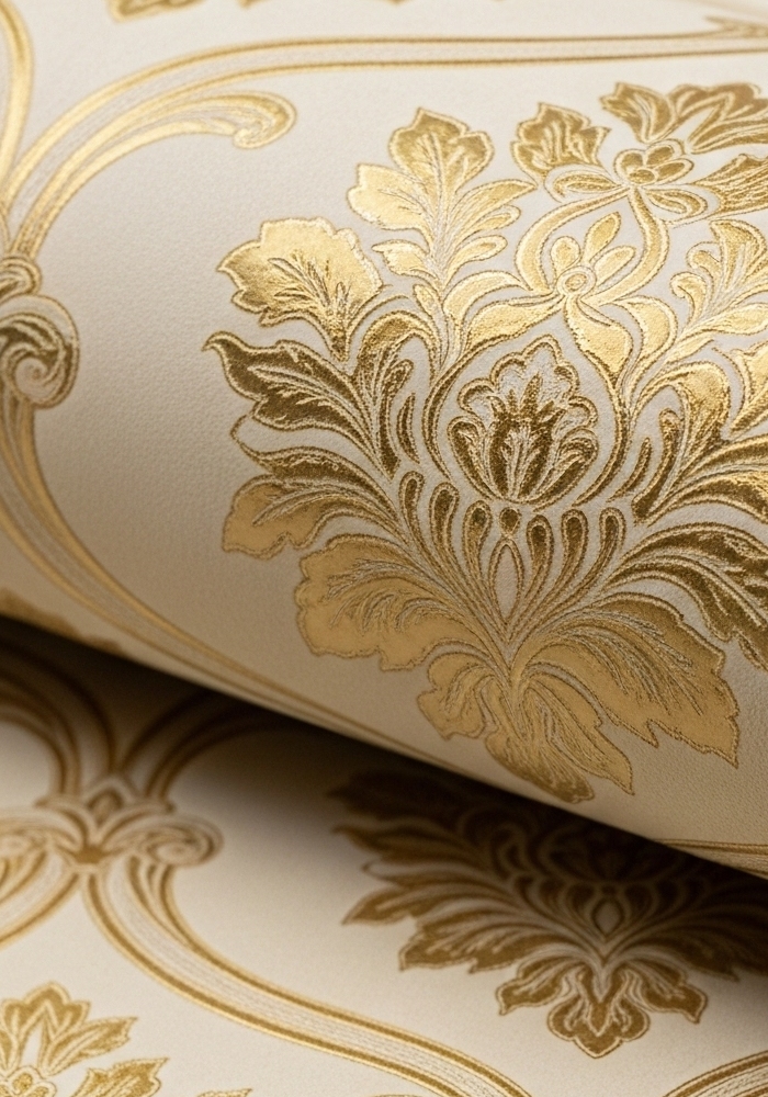 AY-30078 Cream & gold damask wallpaper (1)