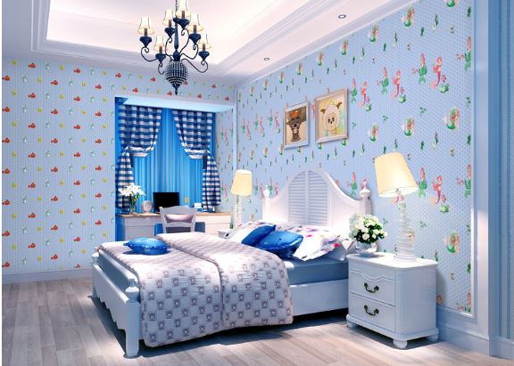 A calm effect Children's bedroom wall wallpaper