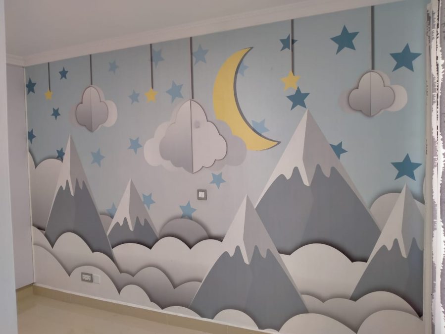 Children's abstract 3d full wall mural