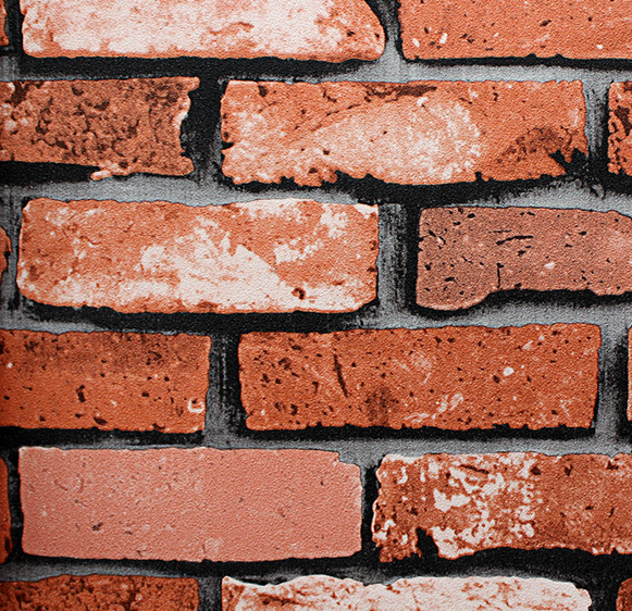 False sun dried red brick wallpaper 