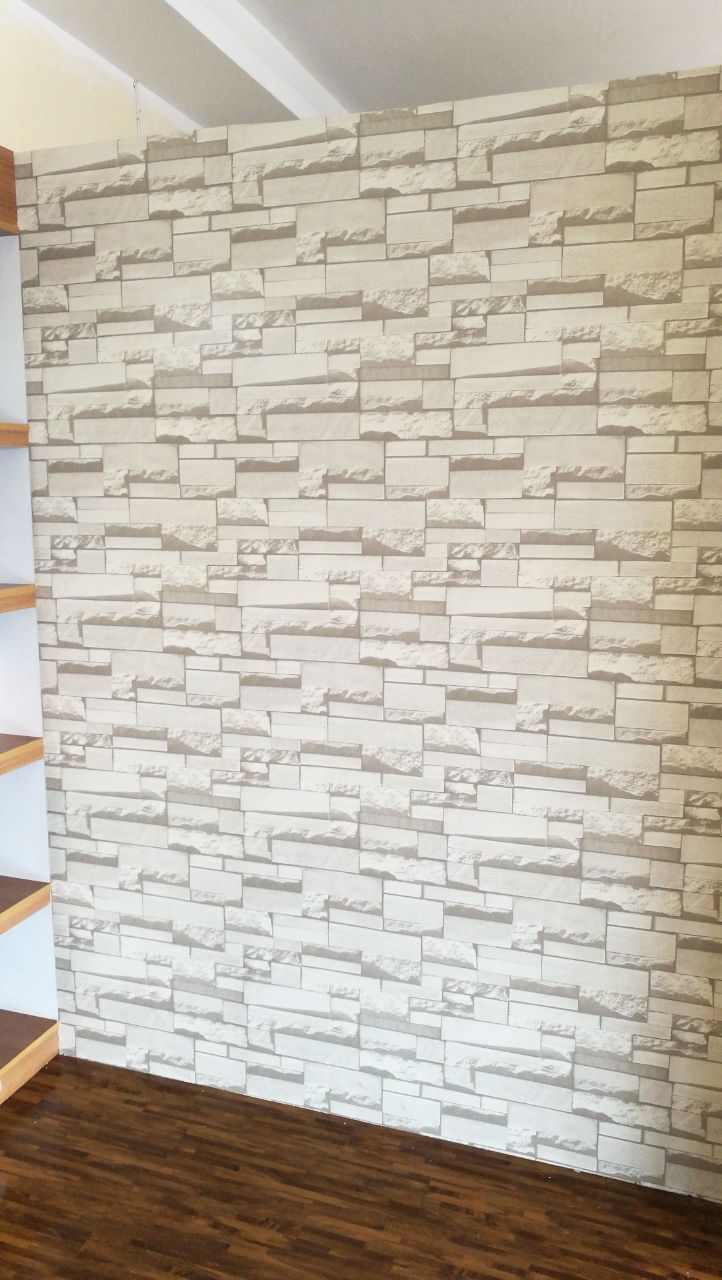 Textured brick off white wallpaper