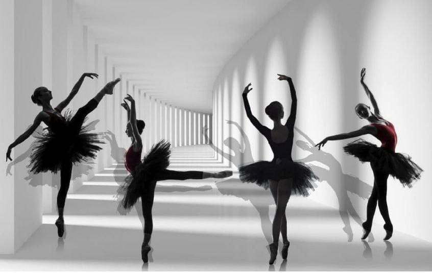 Architectural Elegance: 3D Geometric Ballet Mural