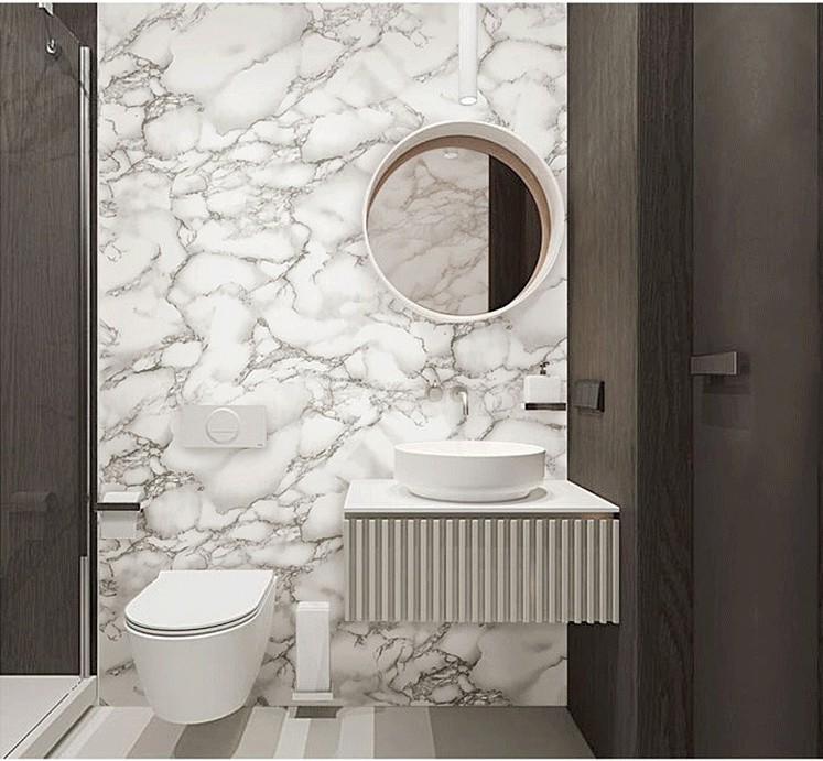 Peel and stick, waterproof-marble-Bathroom-wallpaper