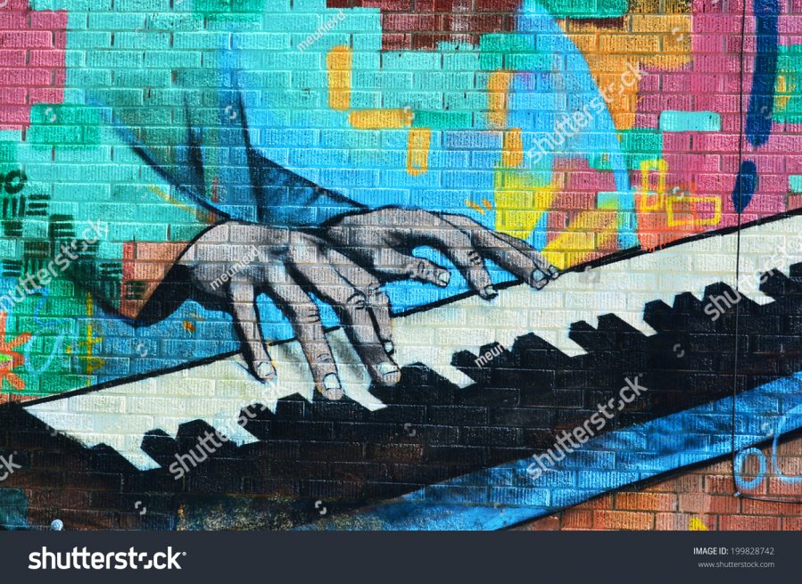Graffiti jazz music mural wallpaper