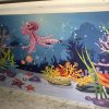 Nursery under the sea cartoon 3d library wallpaper
