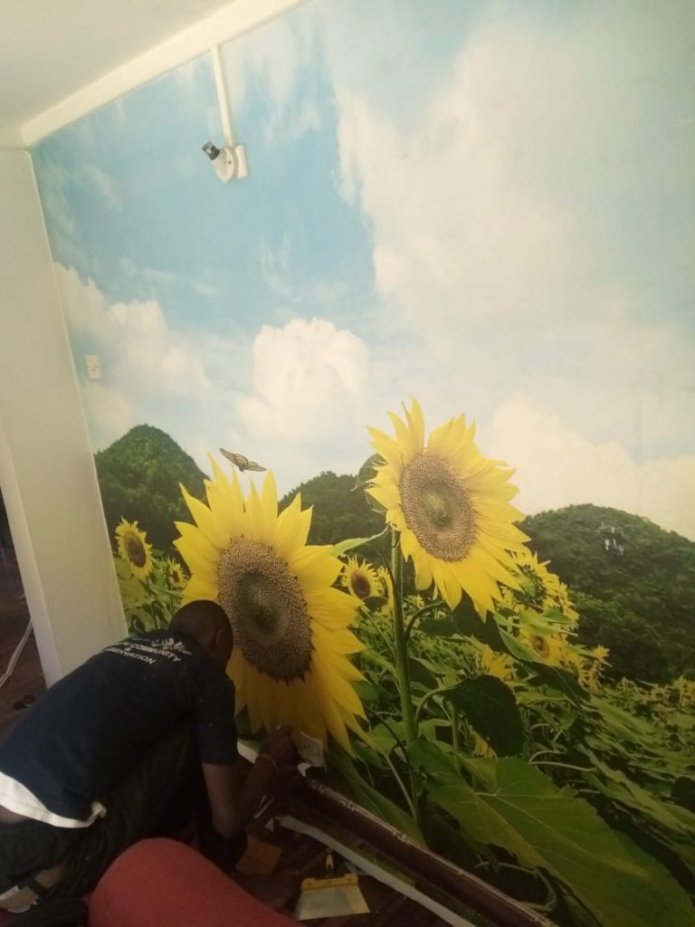 Custom-made by Wallpaper Kenya Sunflower Botanical Wallpaper
