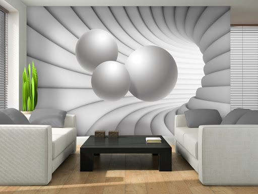Latest minimalist style in plain white 3d tunnel wallpaper 