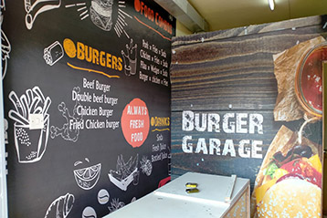 Fast food restaurant wallpaper.