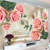 Large pink and green floral wallpaper for walls
