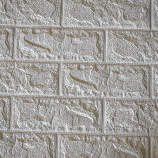 Embossed brick white 3d wallpaper soft foam