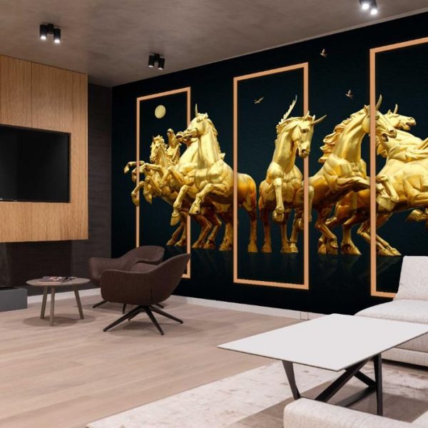 Galloping horses 3d wall paper