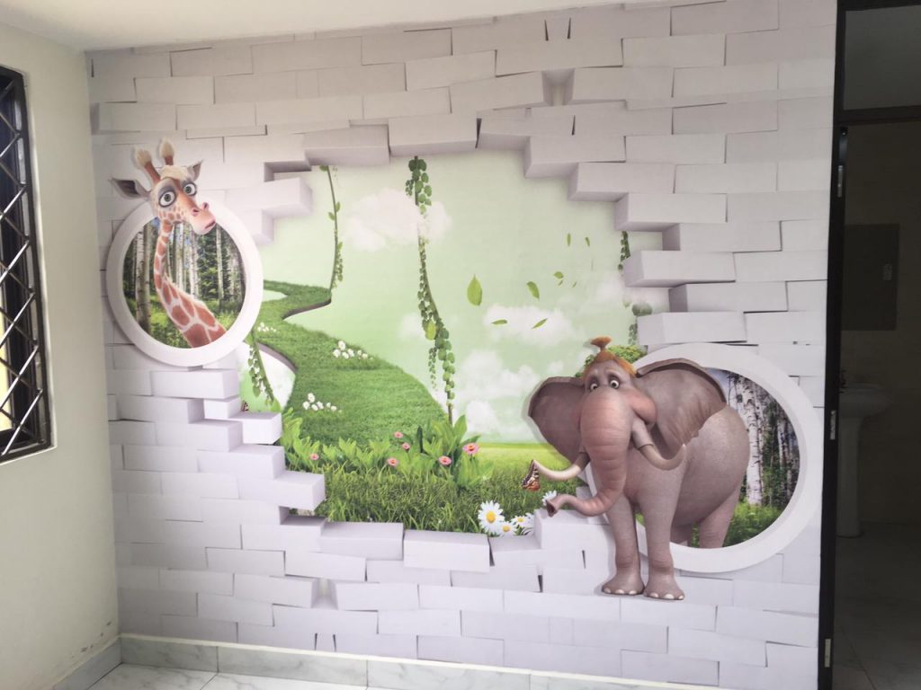 Custom-made 3d brick home mural