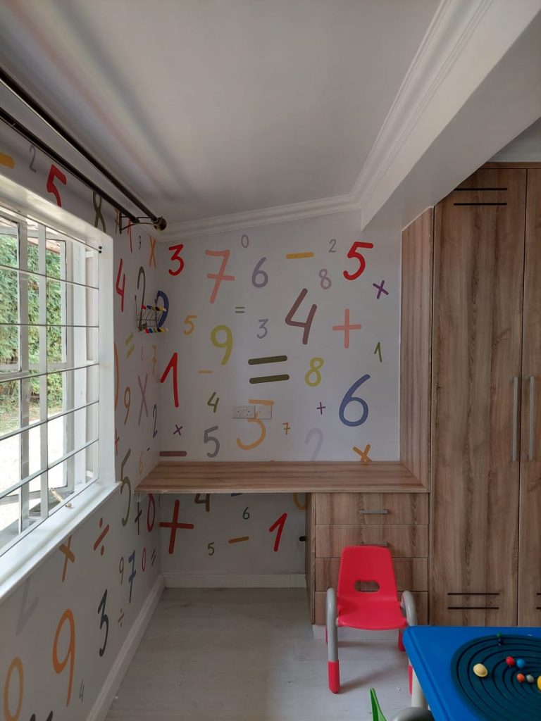 Classroom walls number work wallpaper mural