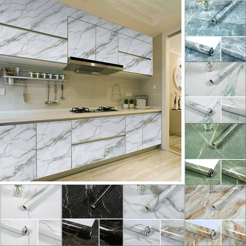 oil-proof and waterproof marble stickers kitchen cabinets