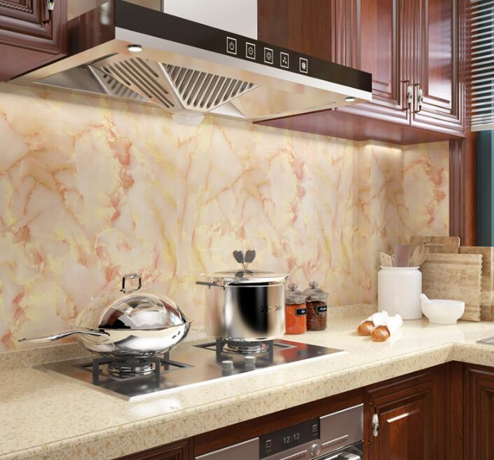 Washable faux marble kitchen wallpaper
