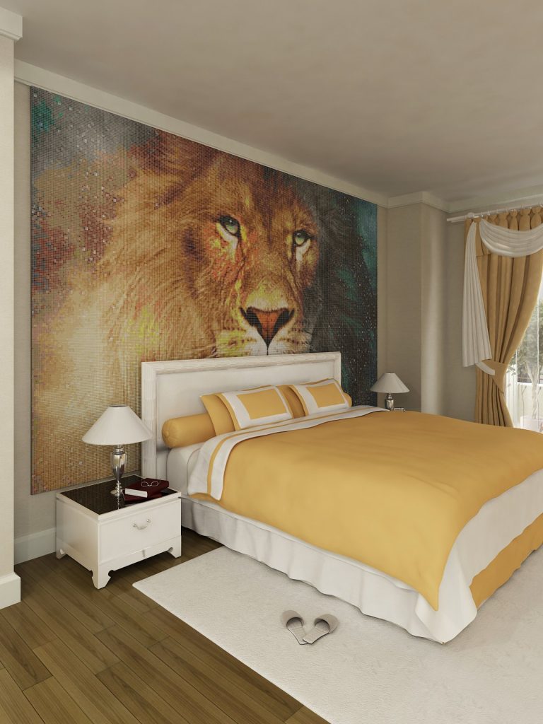 Full bedroom wall lion mural wallpaper