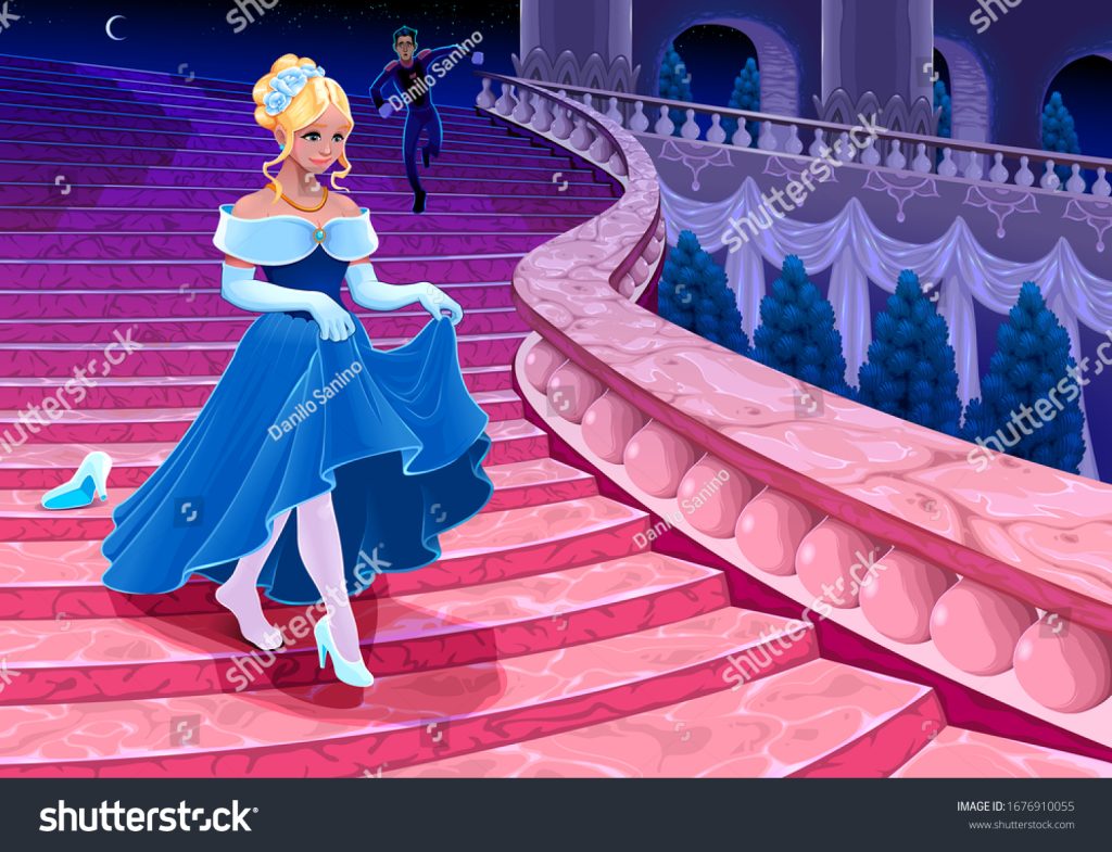 Blue and Pink Cinderella home nursery wallpaper for walls.