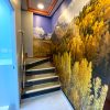 Hallway green 3d flower wallpaper