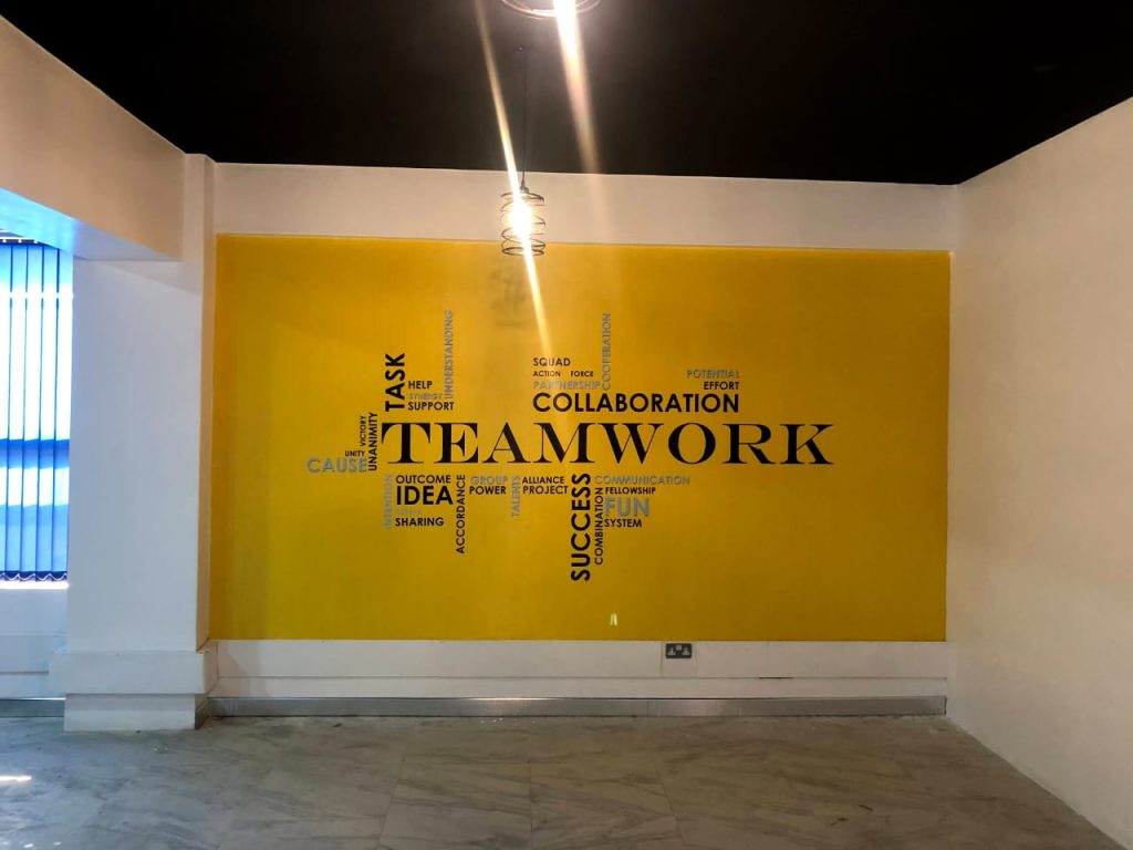 Workplace teamwork collaboration company wall mural