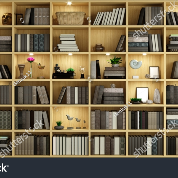 Library bookshelves 3d digital beige wallpaper
