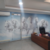 Digital seven white horses 3d painting. wallpaper mural
