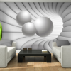 3d digital art, balls black and white tunnel wallpaper for the walls in living room