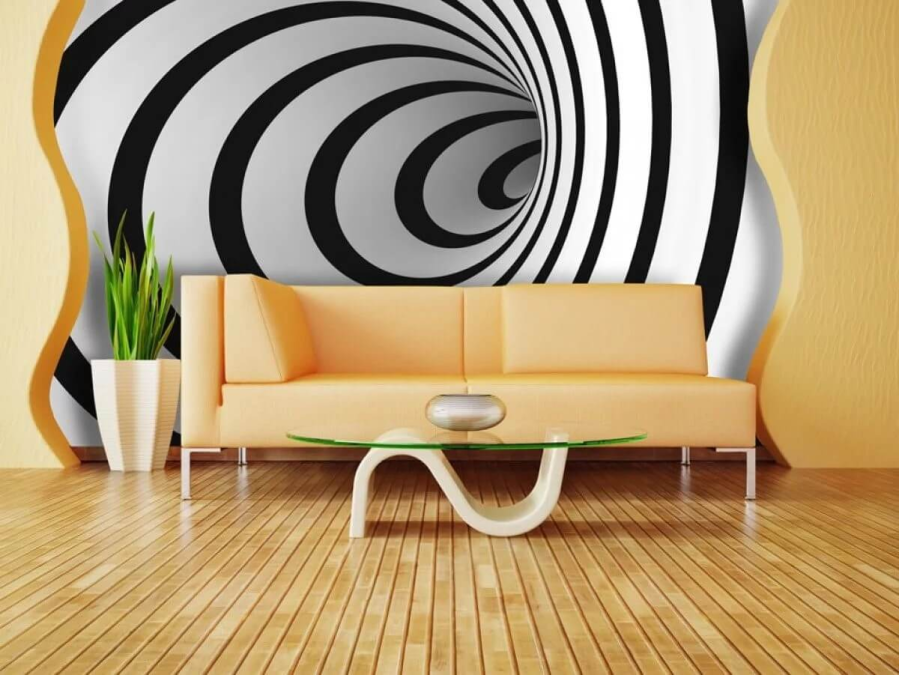 tunnel black and white 3d full wall art