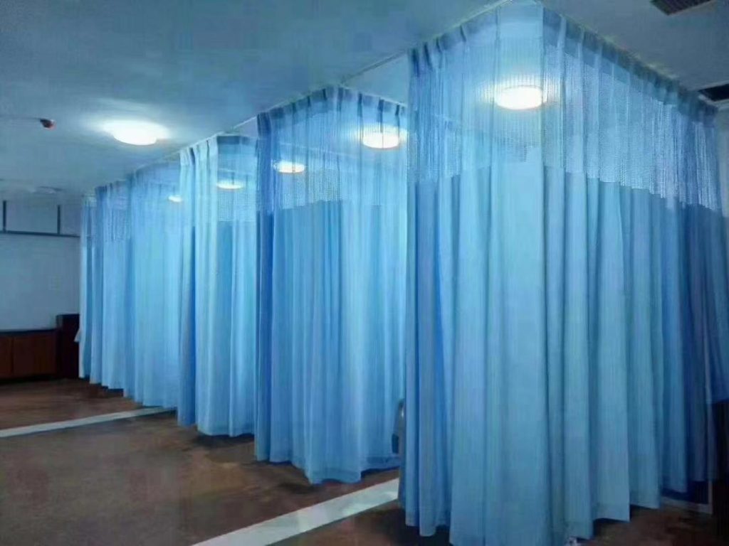 light blue antimicrobial medical curtains