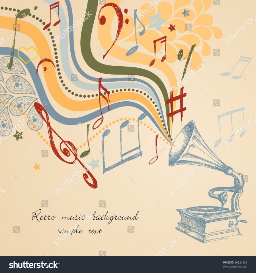 Retro music note classroom wallpaper