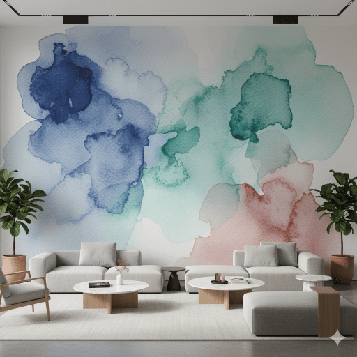 Oversized Abstract Watercolor Wash (Calming Art) hotel lounge wallpaper