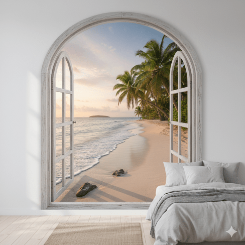 A Window to a Custom-view Bedroom Wallpaper Mural