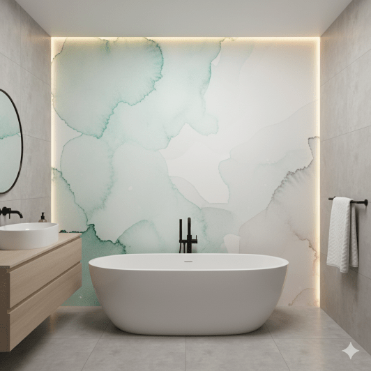 Abstract Watercolor Wash Bathroom Wallpaper