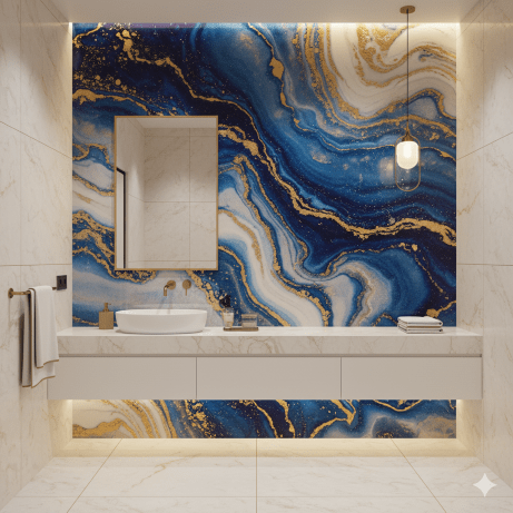 Bathroom wallpapers featuring Liquid Marble.